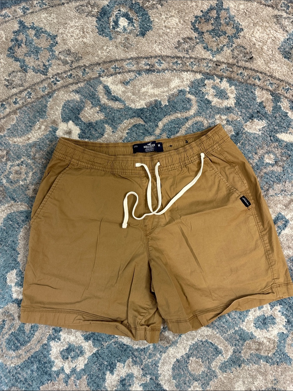 Hollister Men’s Khaki Drawstring Cotton Athletic Shorts